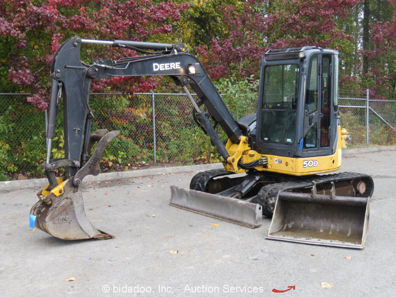 John Deere 50d Mini Excavator Hydraulic Thumb A C Cab Q C Blade Bidadoo For Sale From United States