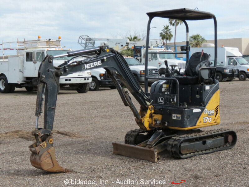 John Deere 17D Mini Excavator Track Backhoe Diesel Aux Hyd Dozer Blade ...