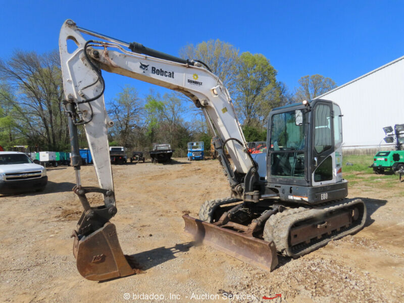 Bobcat E80 Mini Excavator Rubber Tracks Cab Trackhoe Backhoe Bidadoo ...