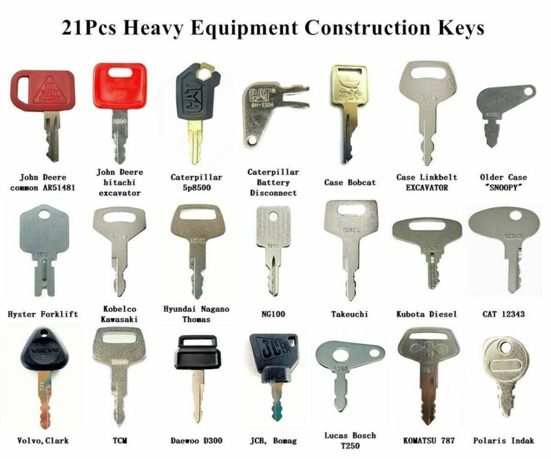 21 Heavy Construction Equipment Ignition Key Set Volvo Tcm Caterpillar ...